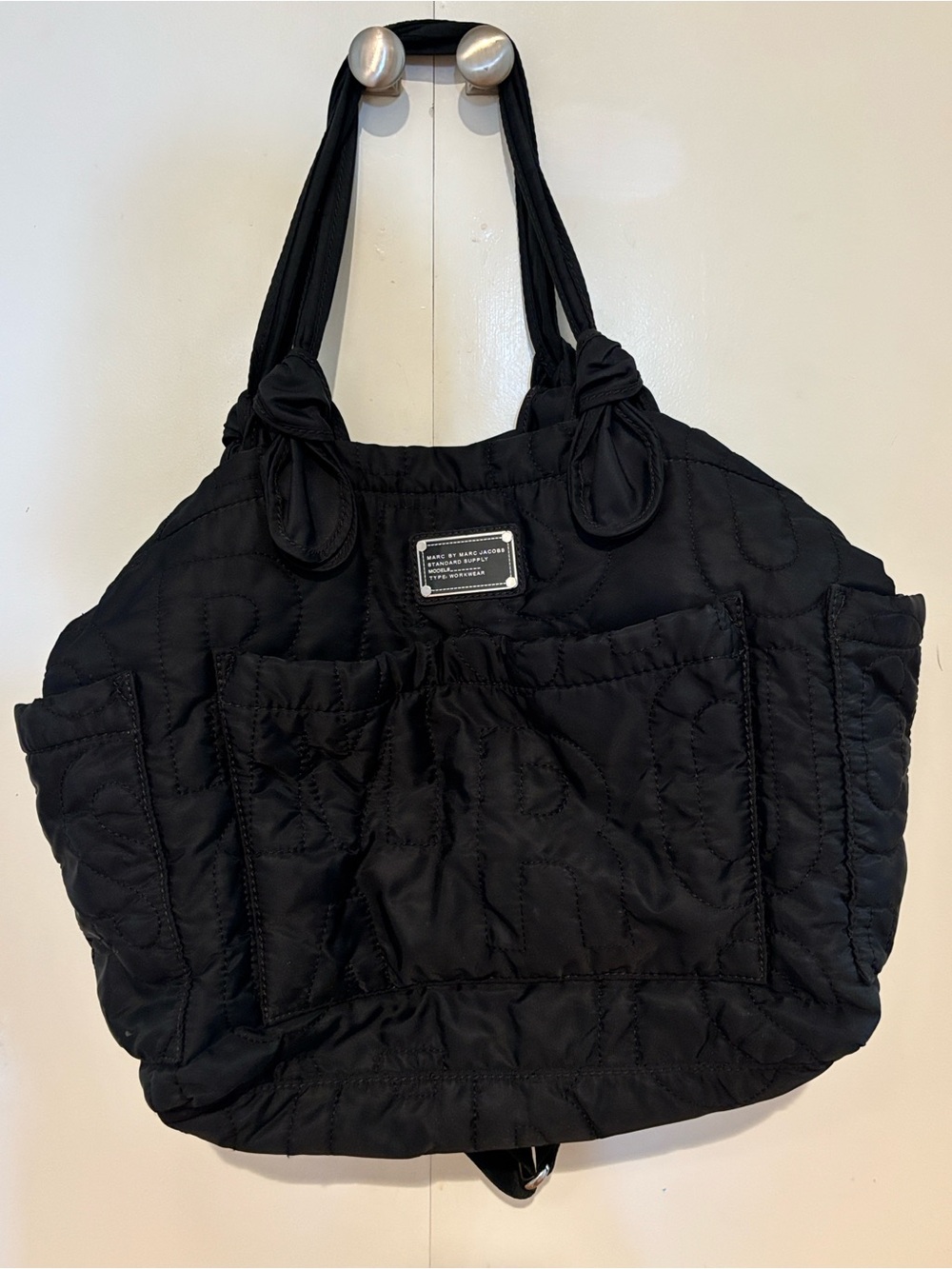Marc by Marc Jacobs Black Quilted Tote with Knotted Straps